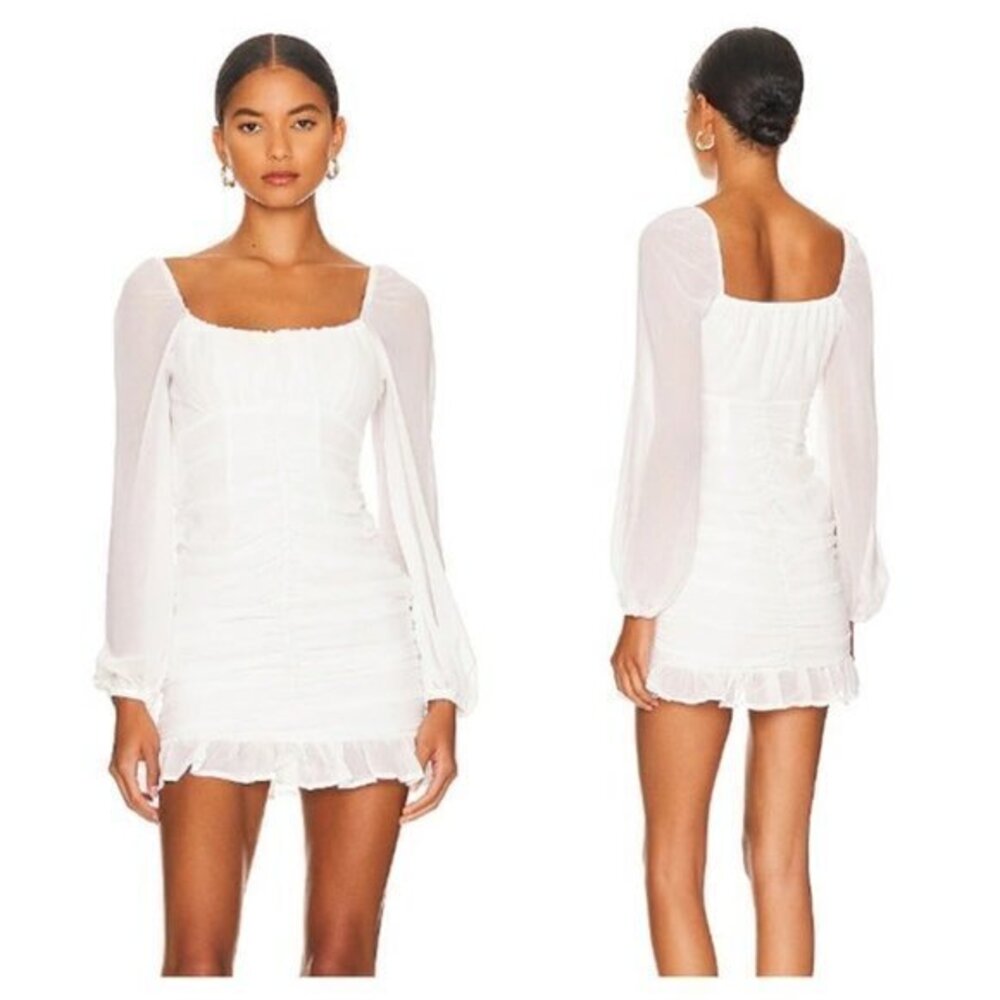 MORE TO COME Petra Ruched Mini Dress - White